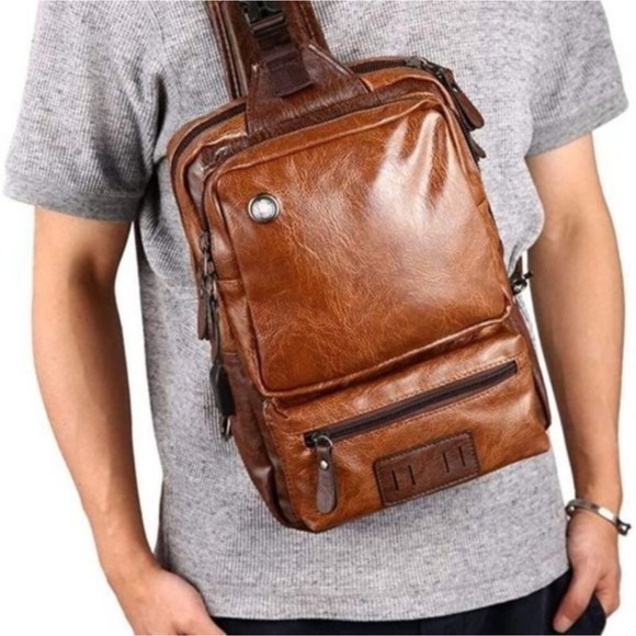 NWT ALLEY Men's Sling bag Brown